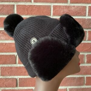 J.Jill Black Knit Trapper Hat Unisex O/S NWOT